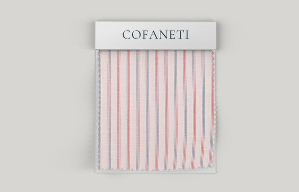 Burgundy Stripe Natural Fabric